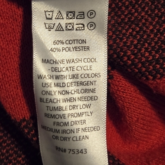 ADRIENNE VITTADINI Women's Buffalo Checkered Cardigan Sweater Red/Black Size XS - Picture 7 of 8